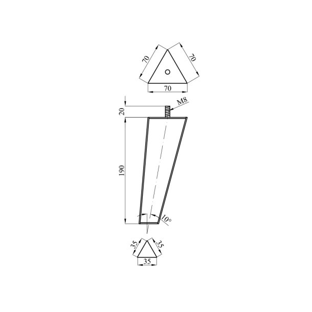 19cm Sloape Brass sengeben/sofaben