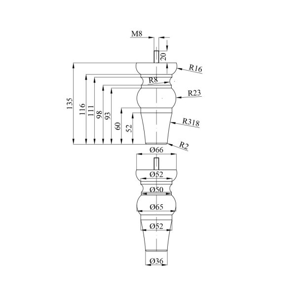 13,5cm Stately sengeben/sofaben