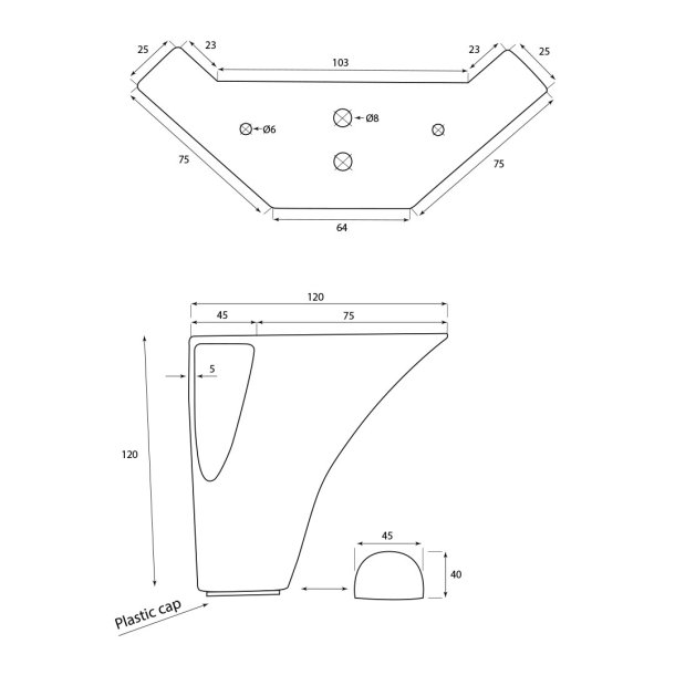12cm Tria Deluxe Steel sengeben/sofaben