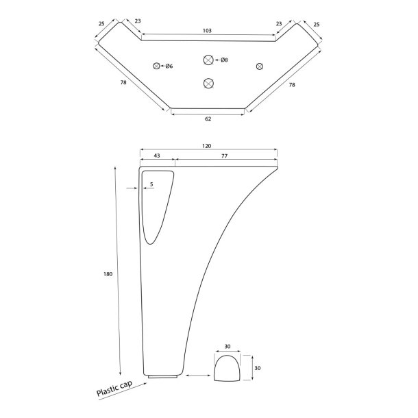 18cm Tria Deluxe Steel sengeben/sofaben